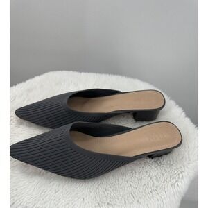 TIJN Women's Size 10 Helka Slate Grey Fabric Slip On Mule Shoes Block Heels